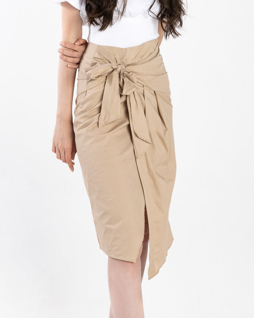 Aria Midi Wrap Skirt Taupe