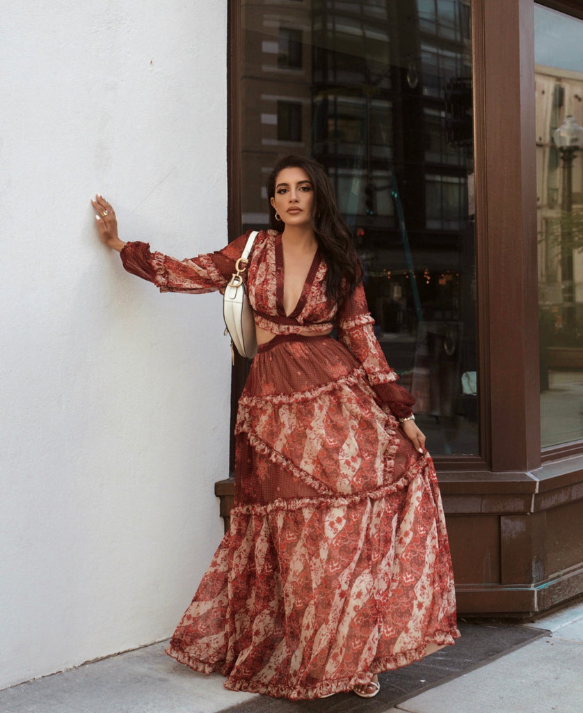 Amber Long Sleeve Maxi Dress Burgundy Amber Long Sleeve Maxi Dress Burgundy